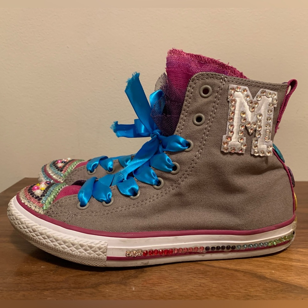 Converse Kids High-Top Sneakers in Gray, Pink & Blue size 4